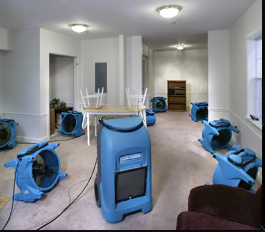 Air movers and dehumidifier setup for Water Damage Restoration in Cascades