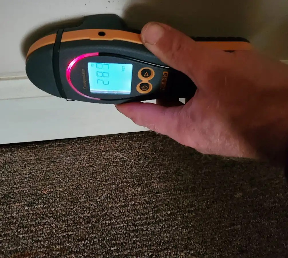 Moisture detection at baseboard during Burst Pipe Cleanup in Cascades